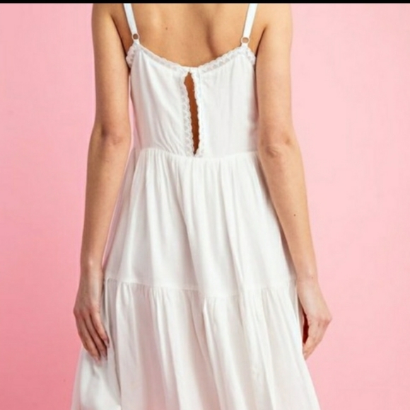 White Lace Trim Dress l - Picture 4 of 6